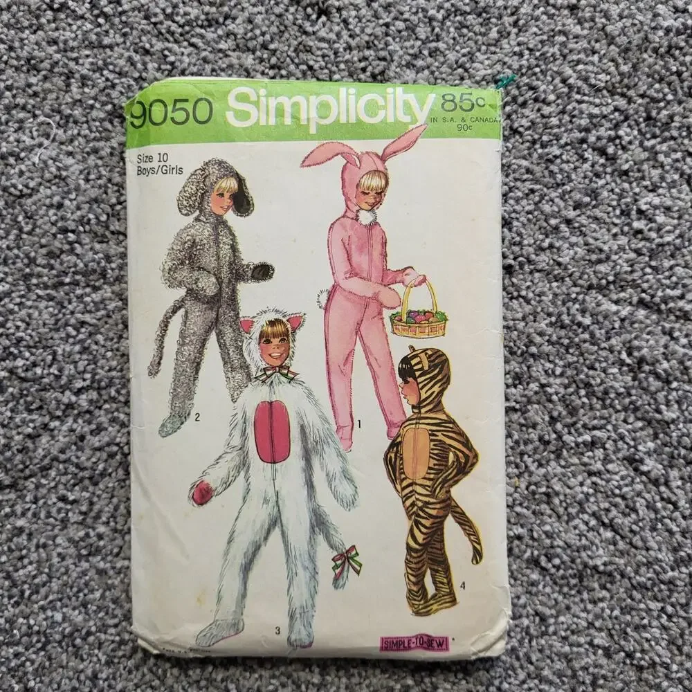 VGT Simplicity Sewing Pattern Child's Halloween Costumes SZ 10 Bunny Lamb Kitten